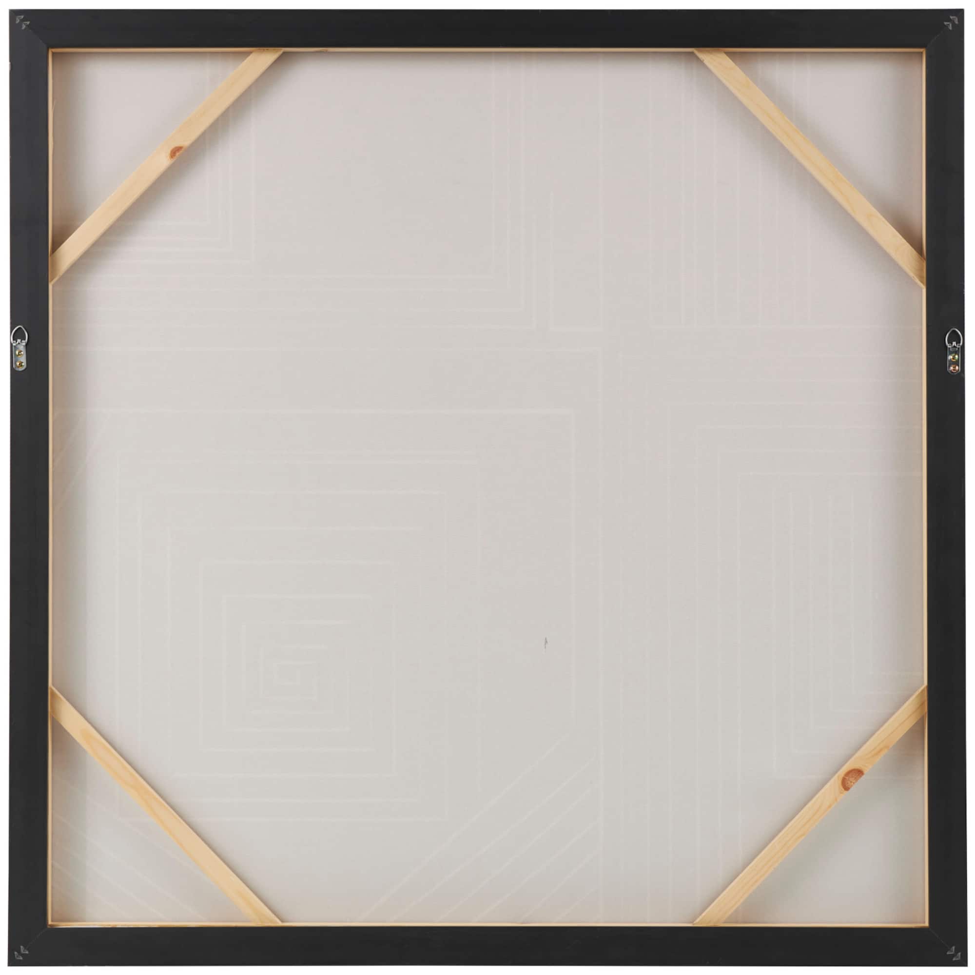 40" x 40" Blue Canvas Geometric Framed Wall Art with White Square Outlines